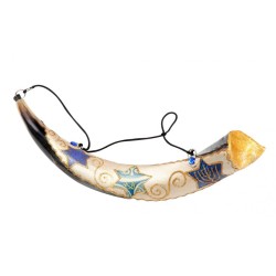 Anointing Painted Yemenite Shofar Star of David | Decorated Shofars