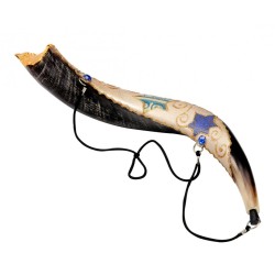 Anointing Painted Yemenite Shofar Star of David | Decorated Shofars
