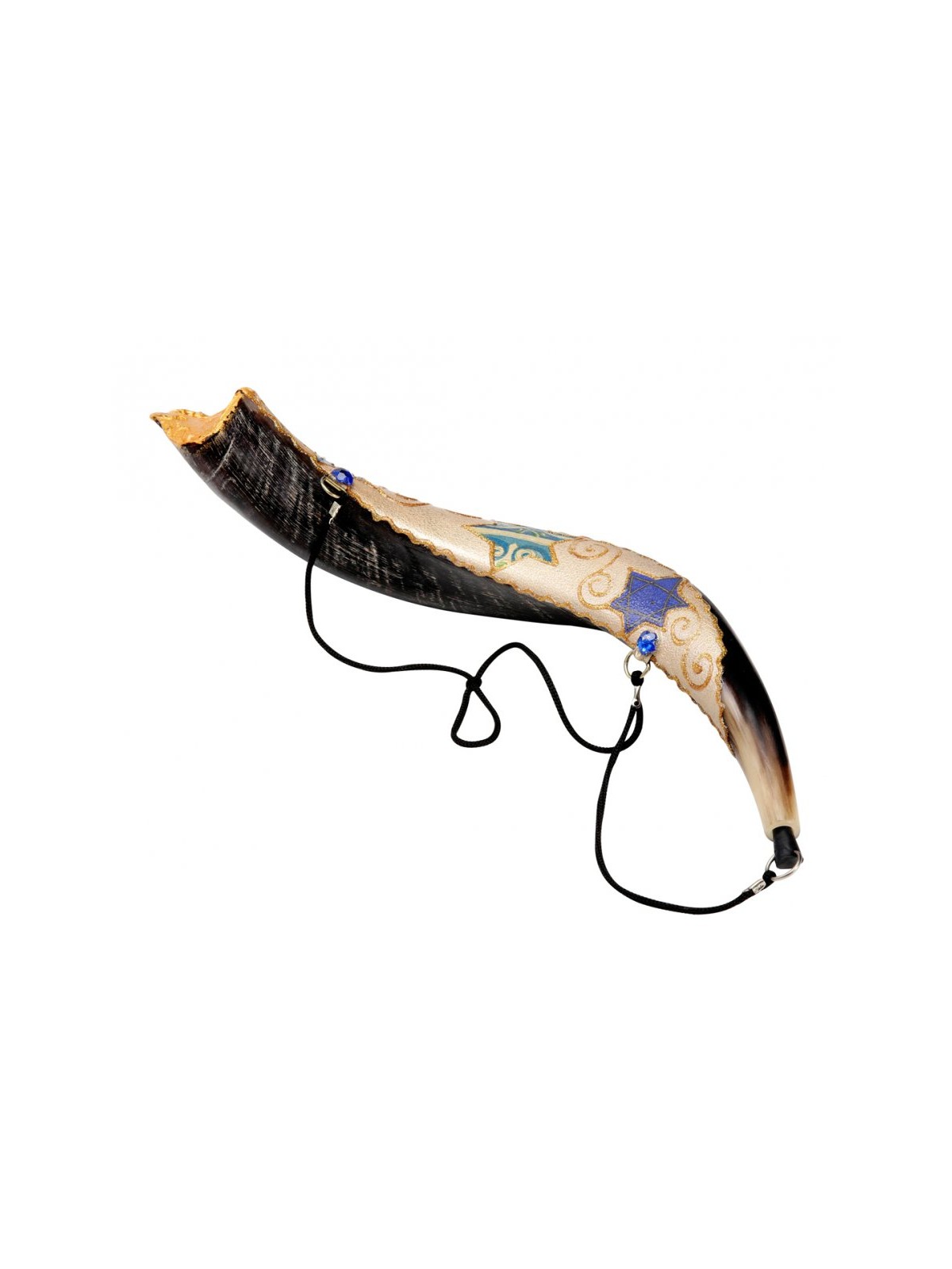 Anointing Painted Yemenite Shofar Star of David | Decorated Shofars