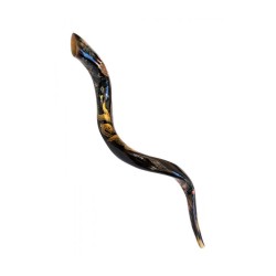 Collectors Hand Painted Yemenite Shofar Menorah | Decorated Shofars