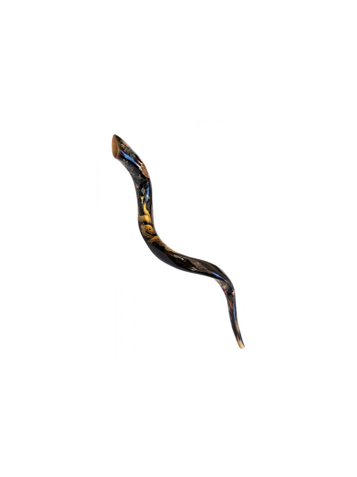 Collectors Hand Painted Yemenite Shofar Menorah | Decorated Shofars
