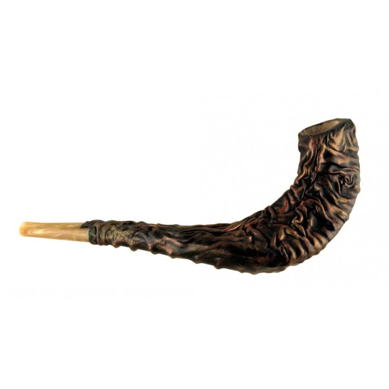 Stunning Leather bound Rams Horn Shofar | Decorated Shofars