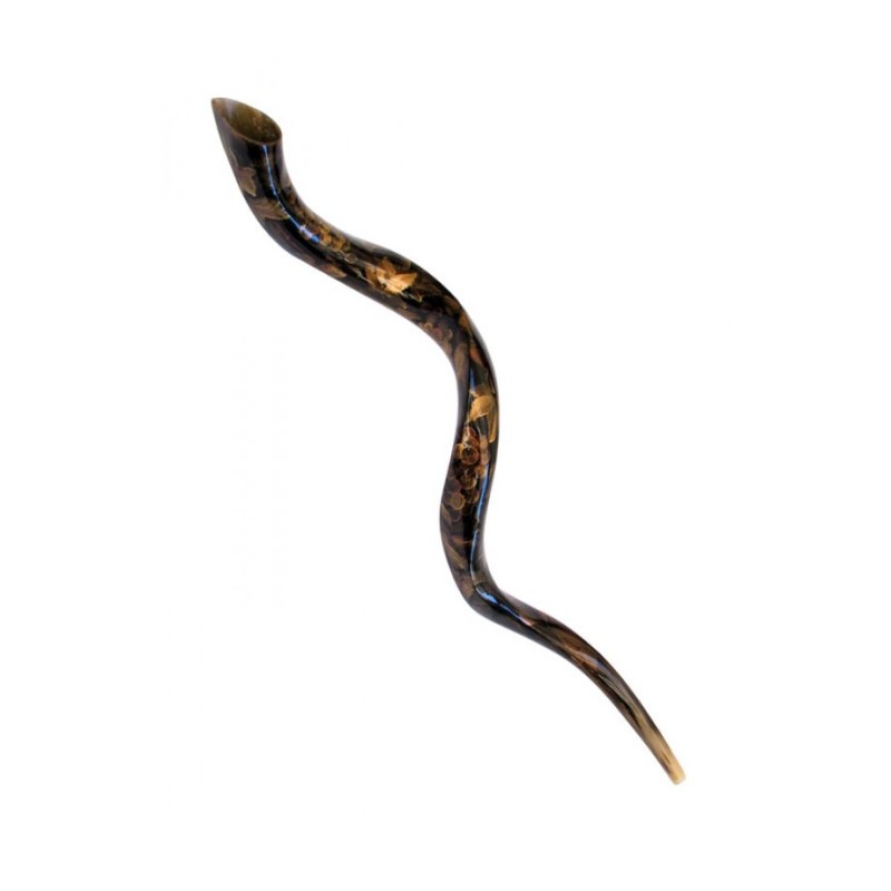 Collectors Hand Painted Yemenite Shofar Gold Gr... | Decorated Shofars