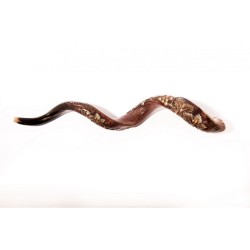 Hand Sculpted Yemenite Shofar 3D Grapevine Design | Decorated Shofars