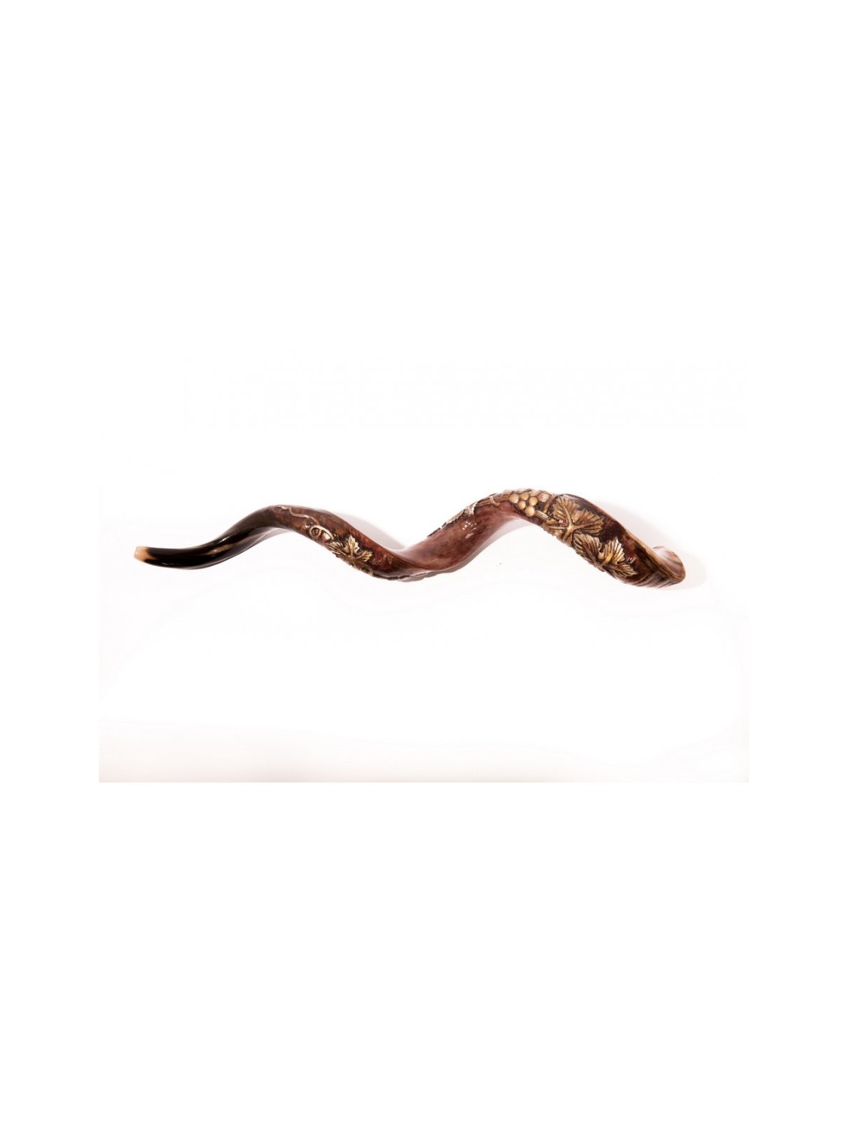 Hand Sculpted Yemenite Shofar 3D Grapevine Design | Decorated Shofars