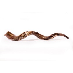 Hand Sculpted Yemenite Shofar Jerusalem | Decorated Shofars