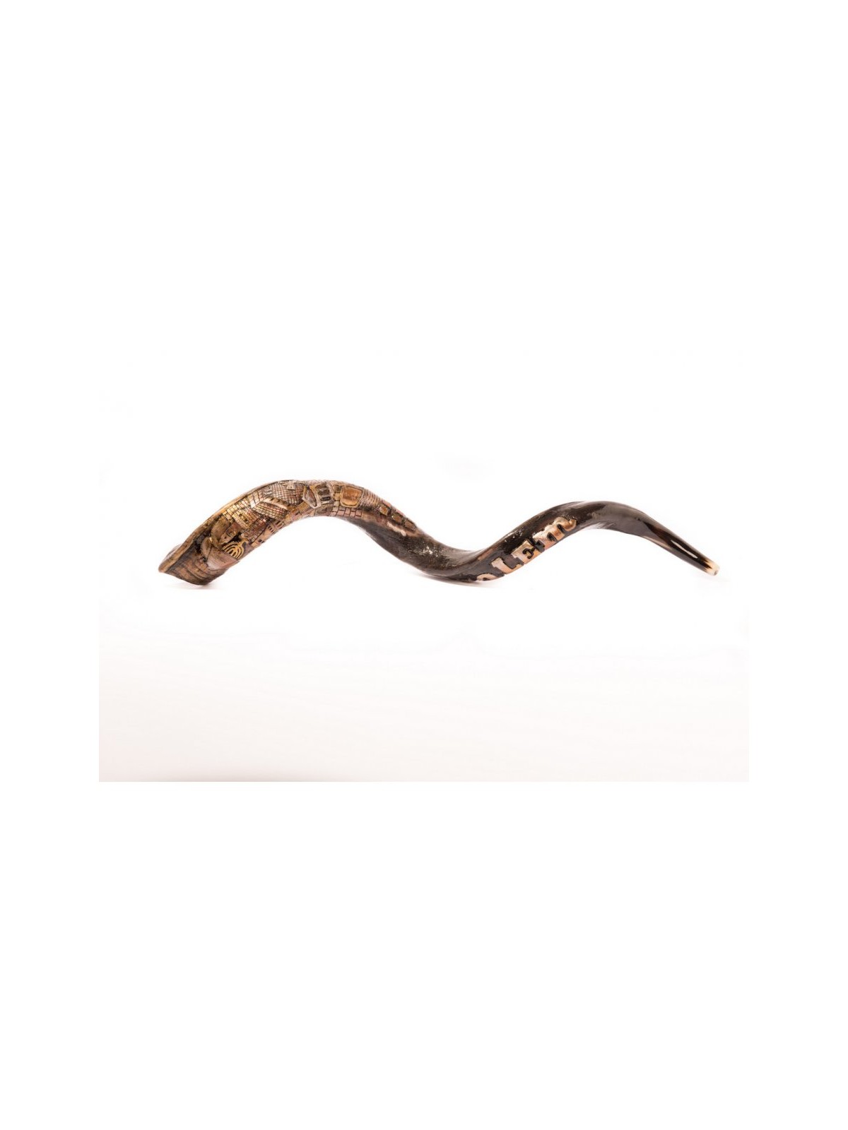 Hand Sculpted Yemenite Shofar Jerusalem | Decorated Shofars