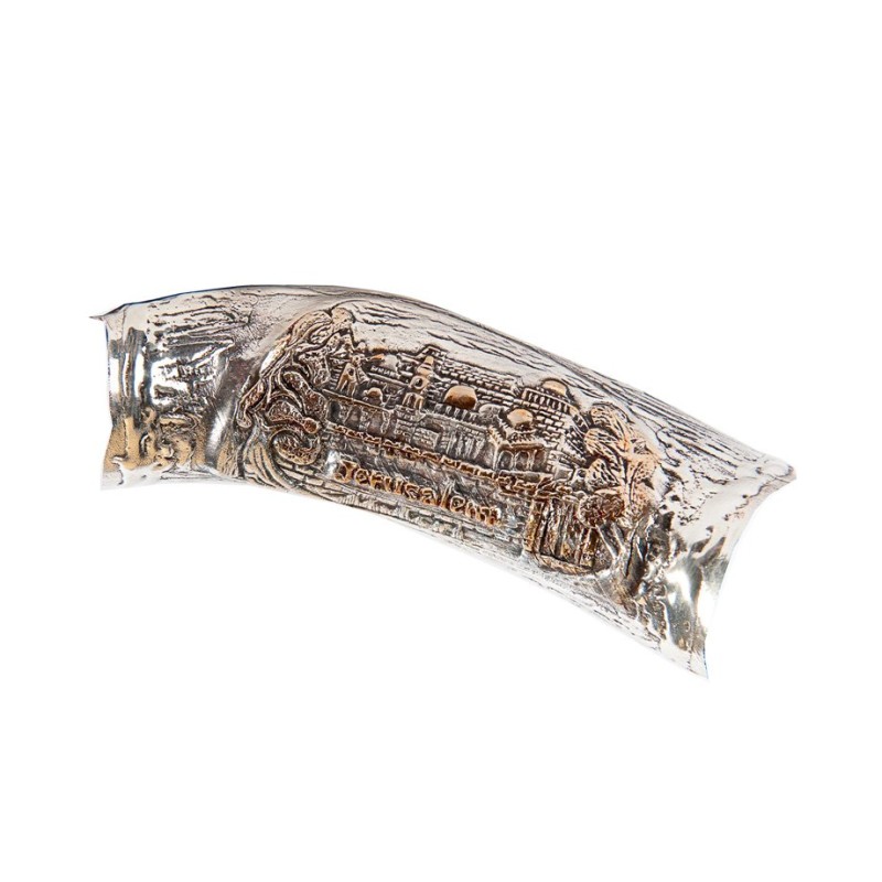 Two Tone Jerusalem Design Sterling Silver... | Sterling Silver Shofars