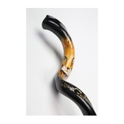 Hand Painted Yemenite Shofar Lion of Judah | Decorated Shofars