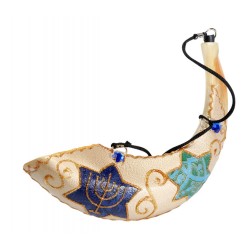 Painted Star of David Anointing Rams Horn Shofar | Decorated Shofars