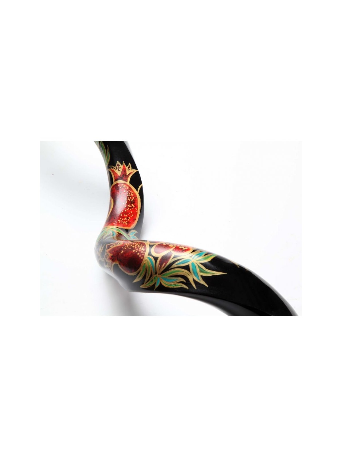 Hand Painted Yemenite Shofar with Pomegranates | Decorated Shofars