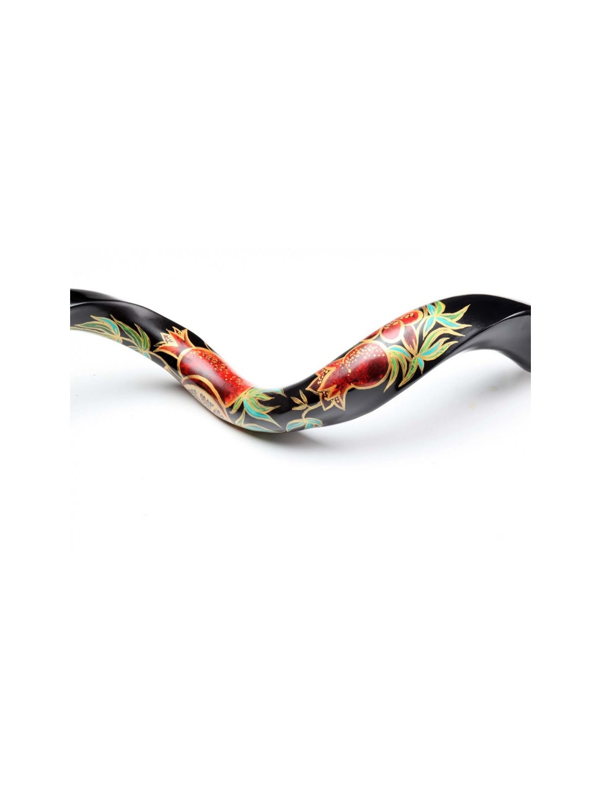 Hand Painted Yemenite Shofar with Pomegranates | Decorated Shofars