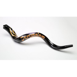 Hand Painted Yemenite Shofar with Star Menorah ... | Decorated Shofars
