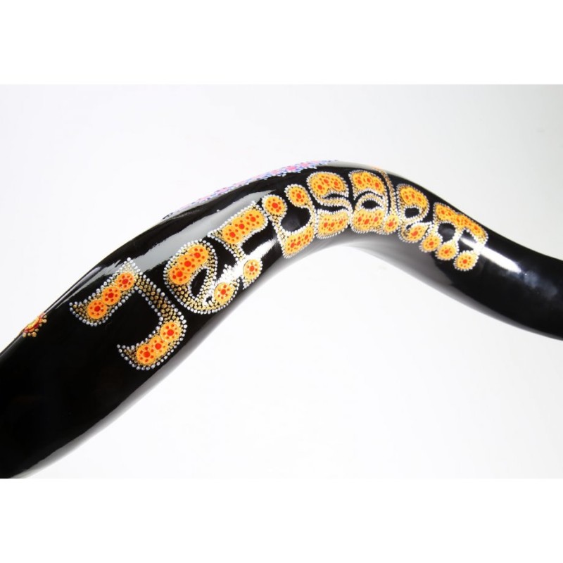 Hand Painted Yemenite Shofar with Star Menorah ... | Decorated Shofars