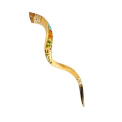 Collectors Hand Painted Yemenite Shofar Jerusalem | Decorated Shofars