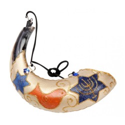 Painted Dove of Peace Anointing Rams Horn Shofar | Decorated Shofars