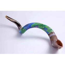 Hand Painted Yemenite Shofar Grape Cluster | Decorated Shofars