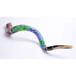 Hand Painted Yemenite Shofar Grape Cluster | Decorated Shofars