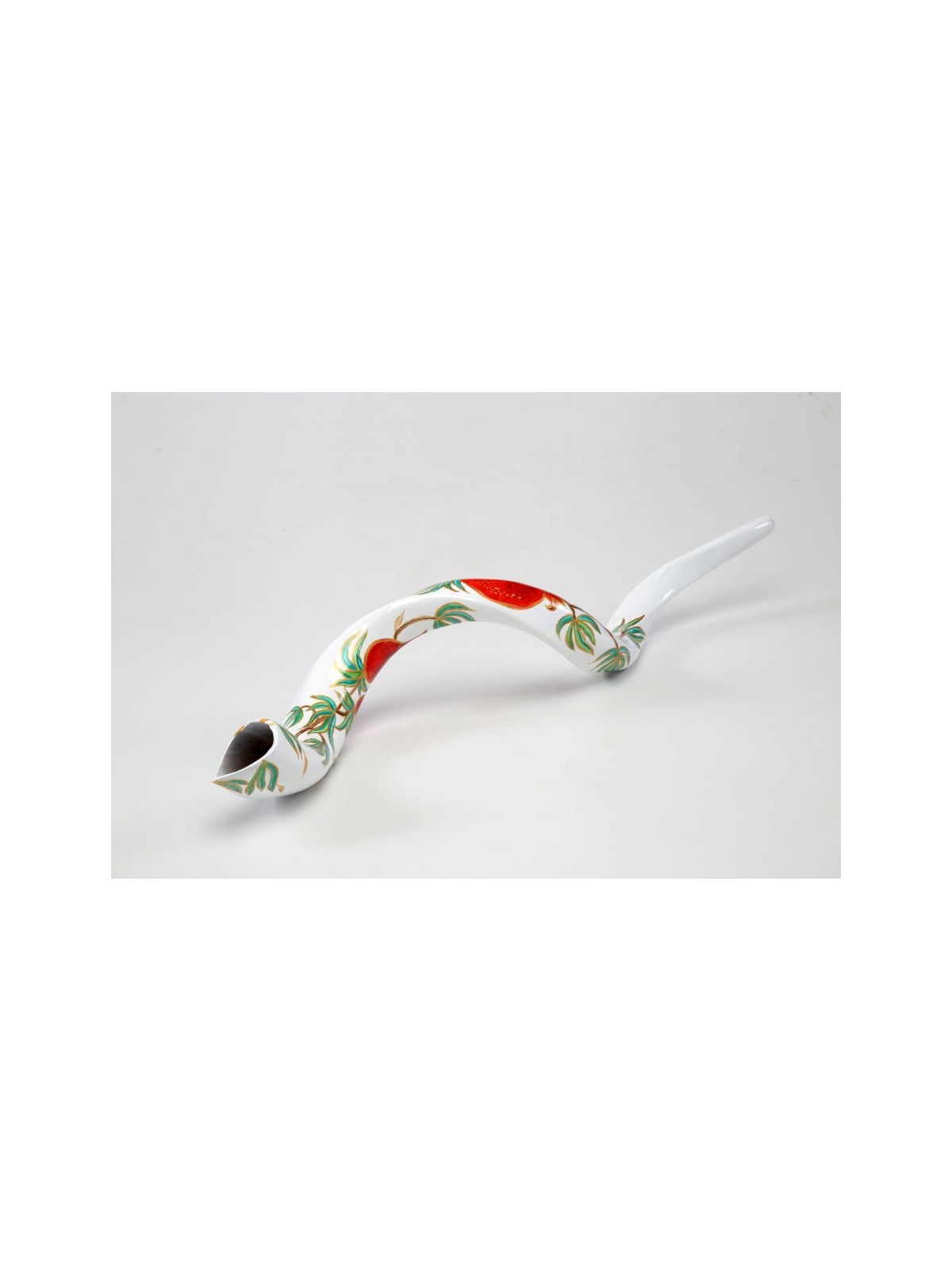 Hand Painted Yemenite Shofar with Pomegranates ... | Decorated Shofars