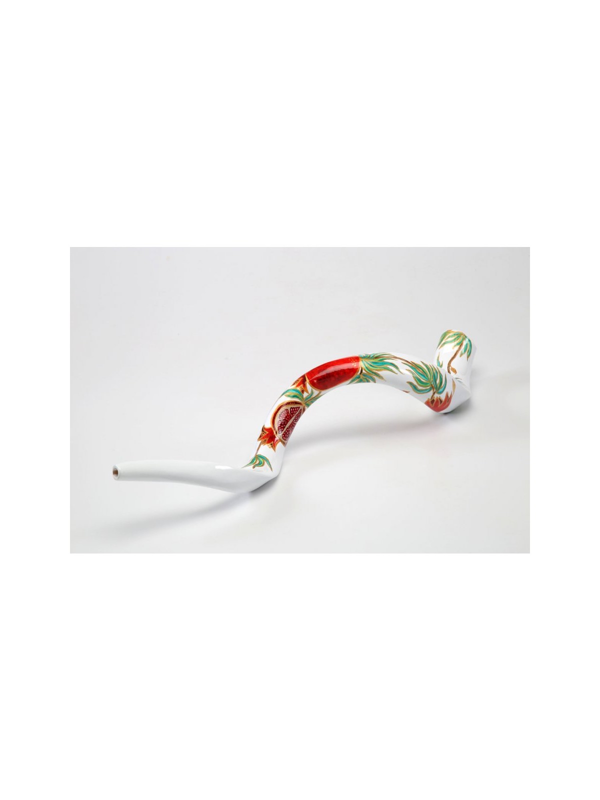 Hand Painted Yemenite Shofar with Pomegranates ... | Decorated Shofars