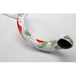 Hand Painted Yemenite Shofar with Pomegranates ... | Decorated Shofars