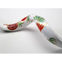 Hand Painted Yemenite Shofar with Pomegranates ... | Decorated Shofars