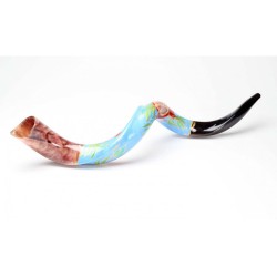 Hand Painted Yemenite Shofar with Lively Pomegr... | Decorated Shofars