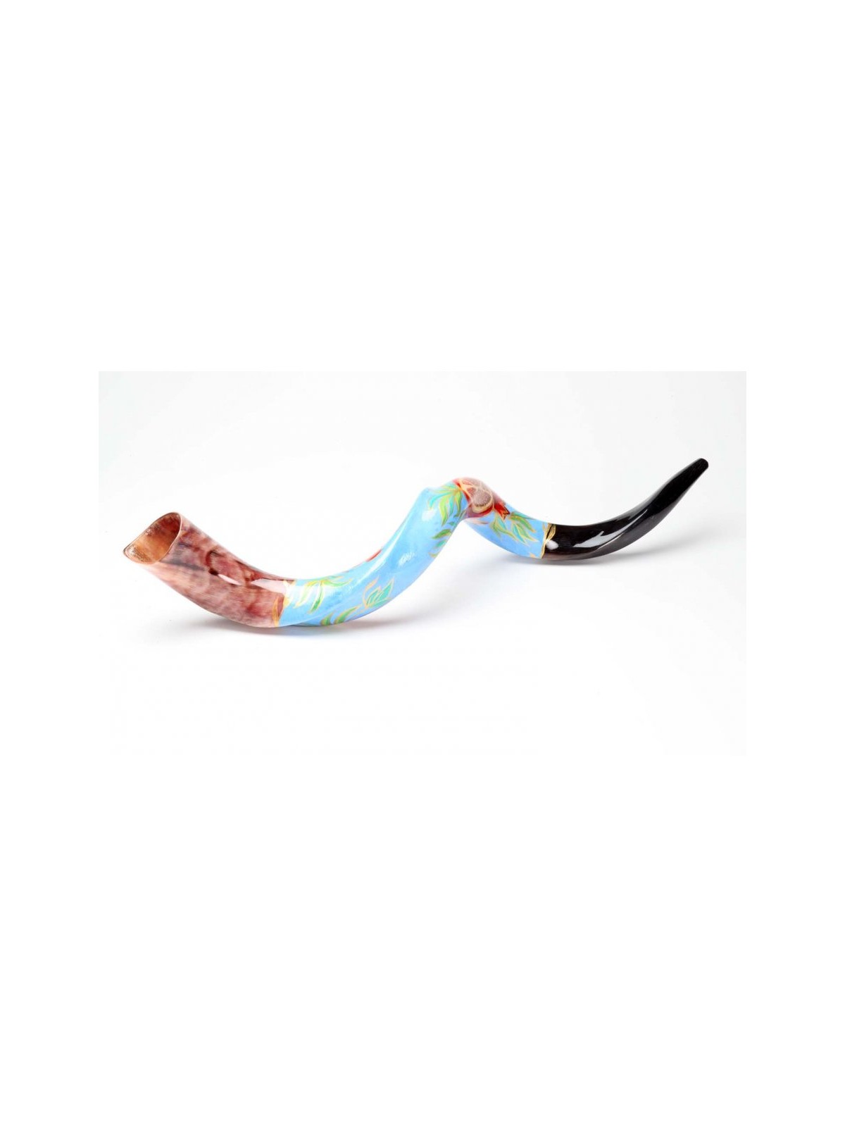 Hand Painted Yemenite Shofar with Lively Pomegr... | Decorated Shofars