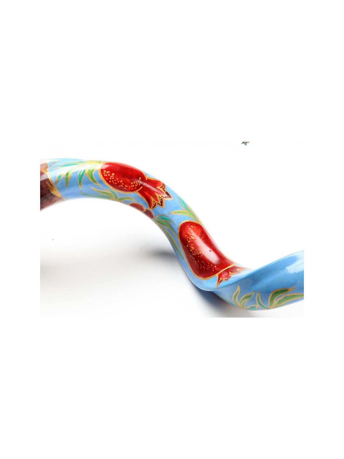 Hand Painted Yemenite Shofar with Lively Pomegr... | Decorated Shofars