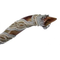 Yemenite Decorated Shofar Pearl Yemenite style | Yemenite Shofars