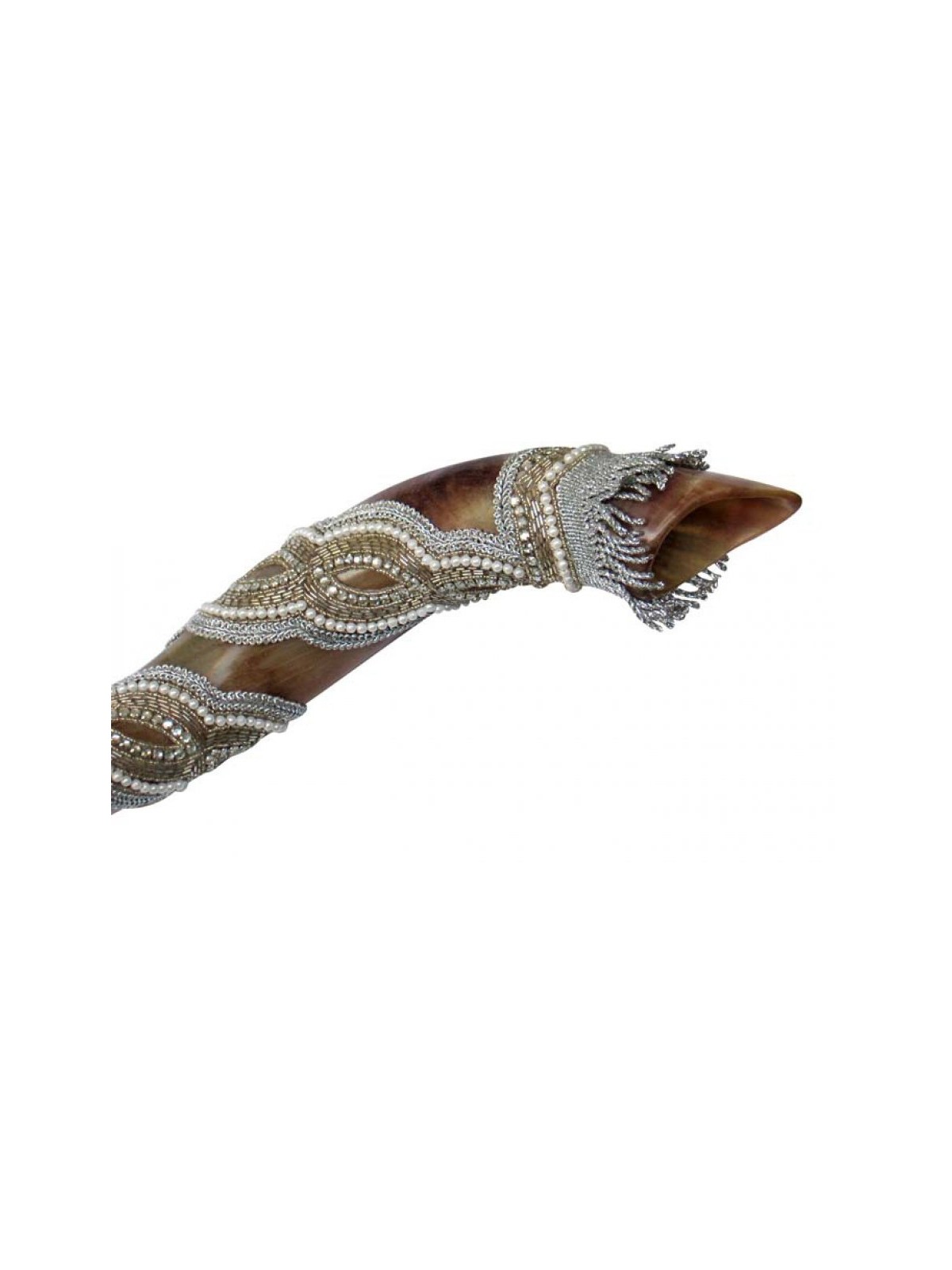 Yemenite Decorated Shofar Pearl Yemenite style | Yemenite Shofars