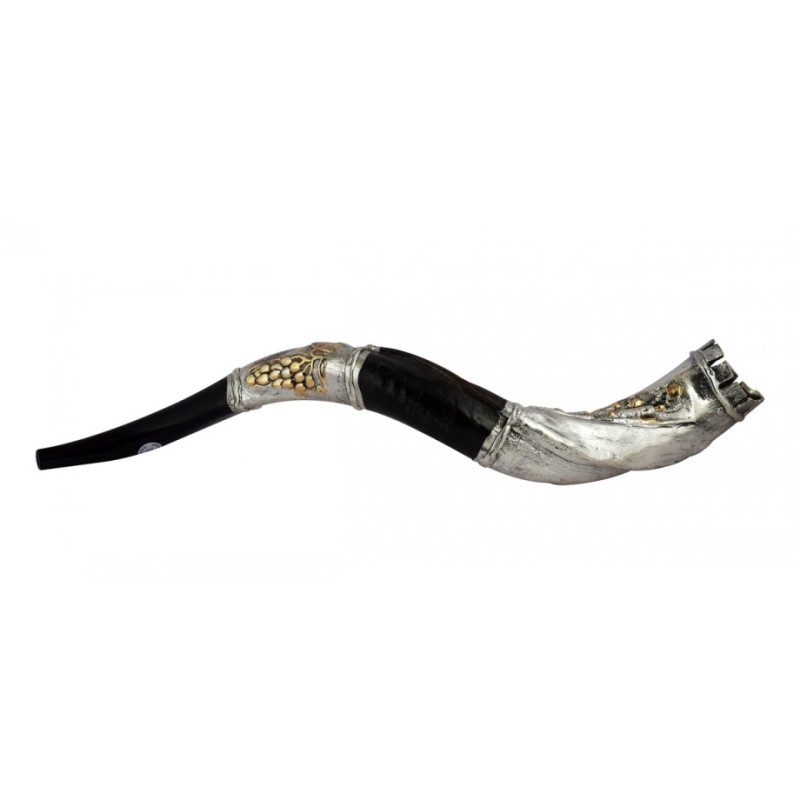 Crown Cut Silver Yemenite Shofar Jerusalem | Sterling Silver Shofars