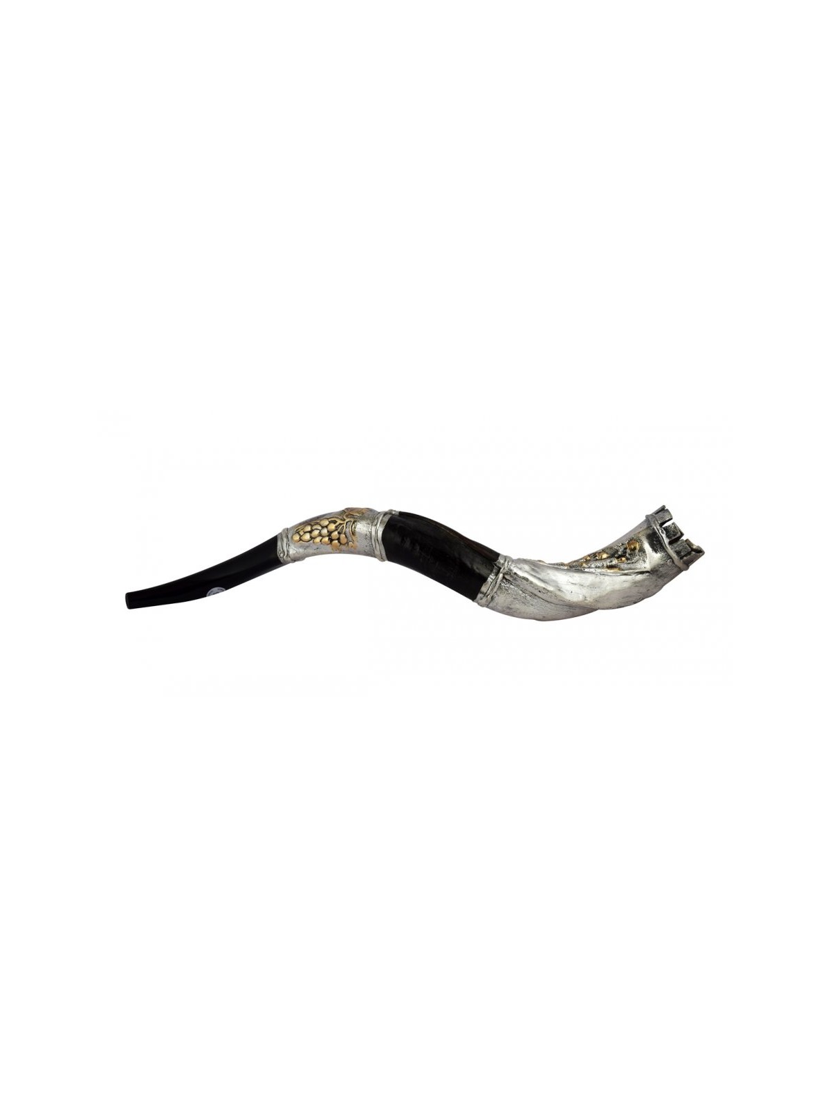 Crown Cut Silver Yemenite Shofar Jerusalem | Sterling Silver Shofars