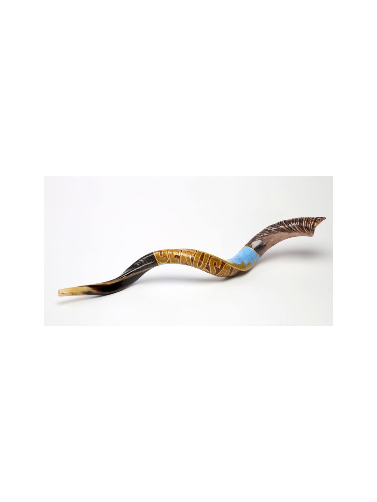 Hand Painted Yemenite Shofar Jerusalem | Decorated Shofars