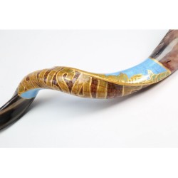 Hand Painted Yemenite Shofar Jerusalem | Decorated Shofars