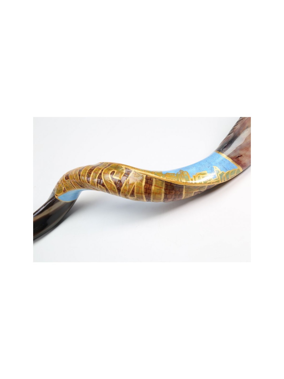 Hand Painted Yemenite Shofar Jerusalem | Decorated Shofars