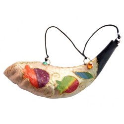 Painted Pomegranate Design Anointing Rams Horn ... | Decorated Shofars