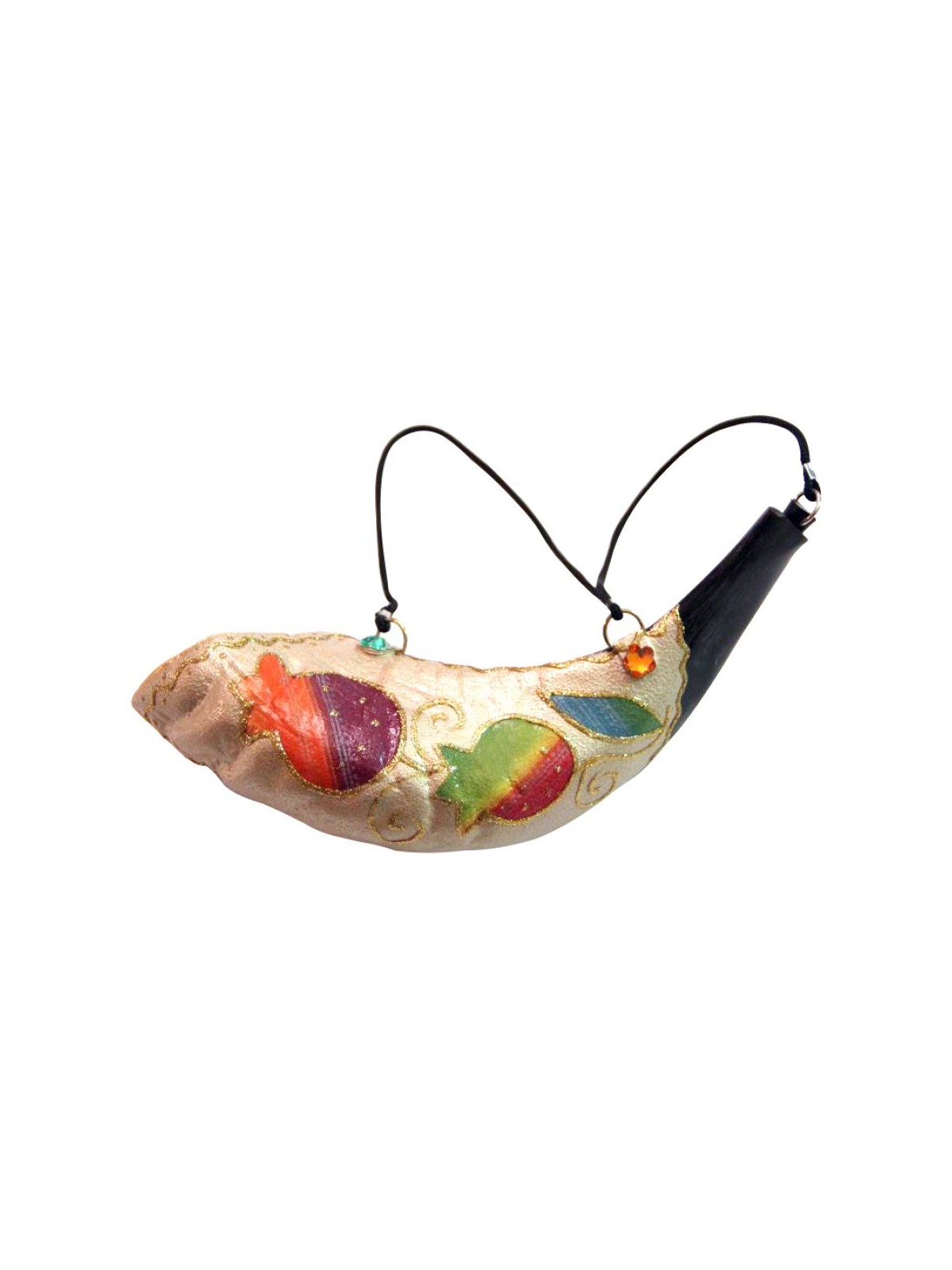 Painted Pomegranate Design Anointing Rams Horn ... | Decorated Shofars