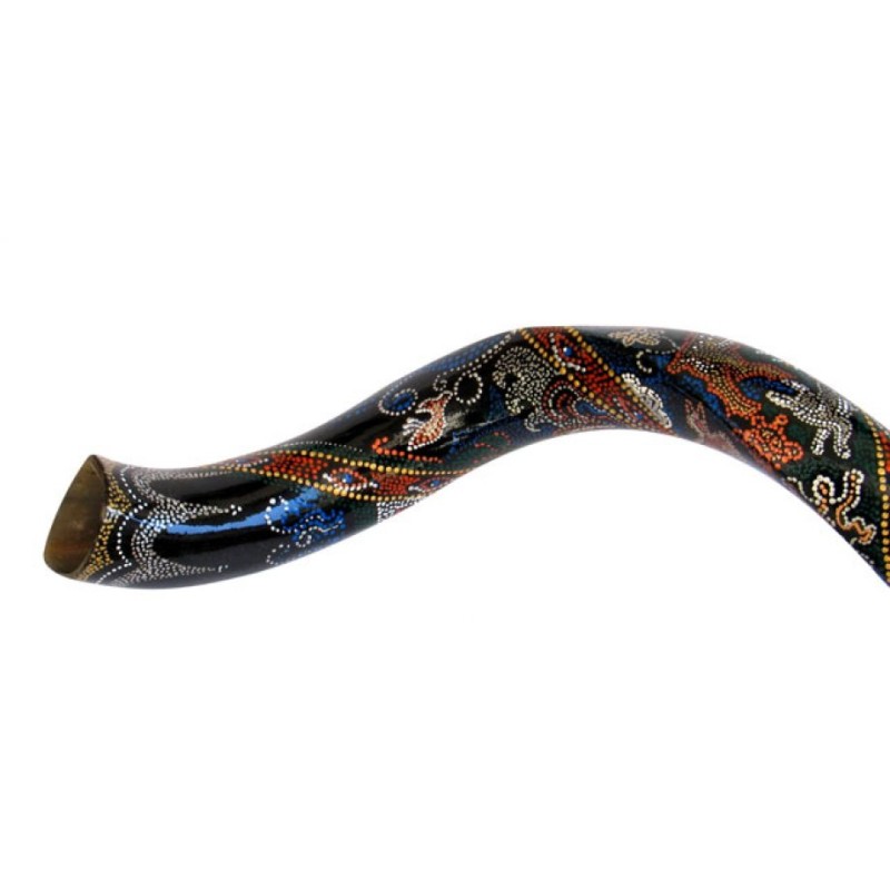 Collectors Hand Painted Yemenite Shofar Oriental | Decorated Shofars