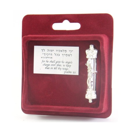 Silver Plated Car Mezuzah with Visible Scroll Divine ... | Car Mezuzah