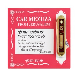 Gold Plated Car Mezuzah with Star of David Shin Torah... | Car Mezuzah