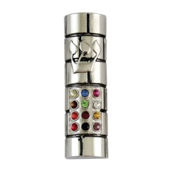 Nickel Plated Rounded Car Mezuzah Colorful Breastplat... | Car Mezuzah