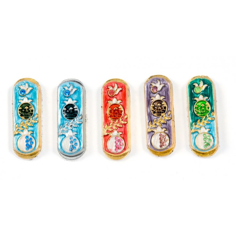 Set of Five Car Mezuzahs in Gift Box Pomegranate Design | Car Mezuzah