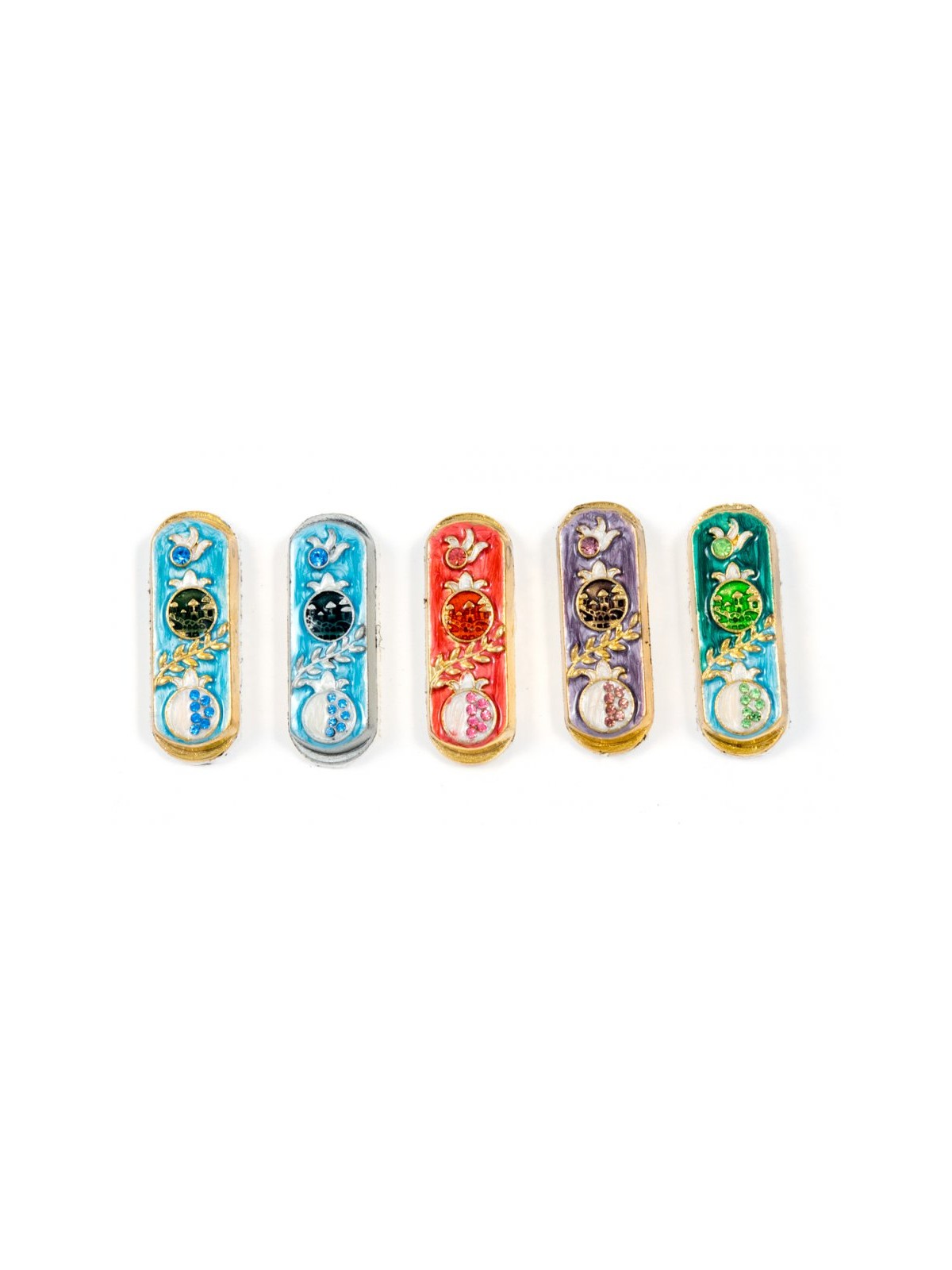 Set of Five Car Mezuzahs in Gift Box Pomegranate Design | Car Mezuzah