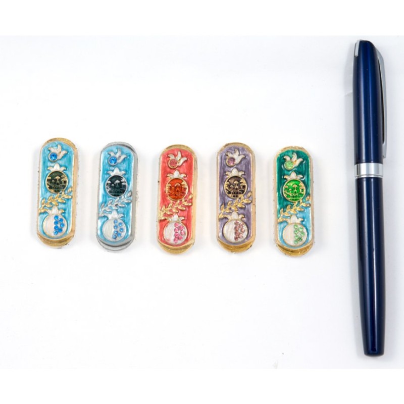 Set of Five Car Mezuzahs in Gift Box Pomegranate Design | Car Mezuzah