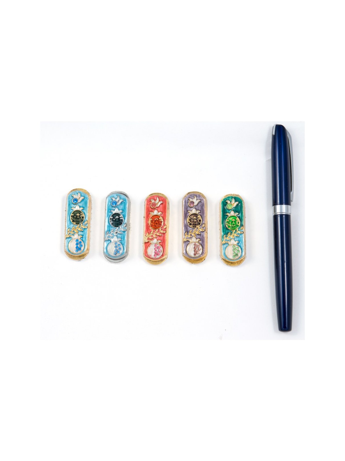 Set of Five Car Mezuzahs in Gift Box Pomegranate Design | Car Mezuzah