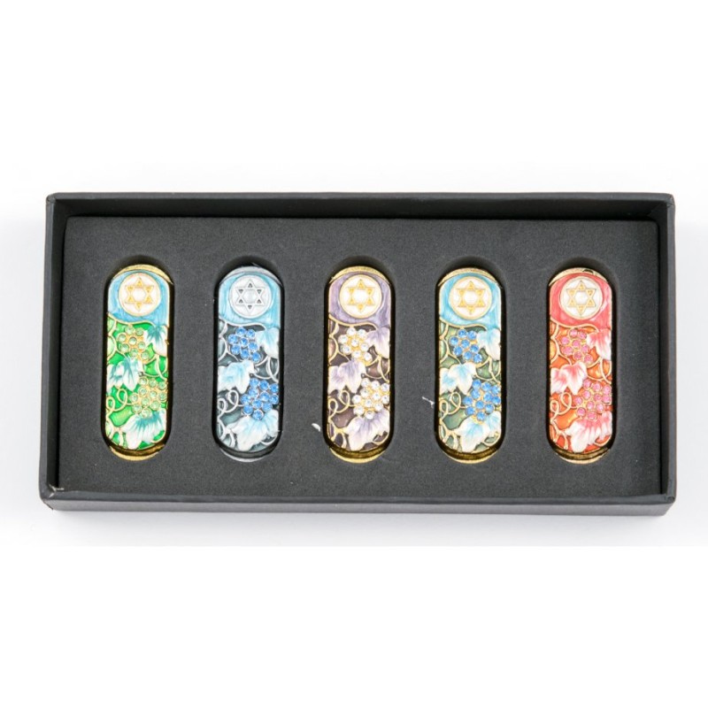 Set of Five Car Mezuzahs in Gift Box Grapevine and St... | Car Mezuzah