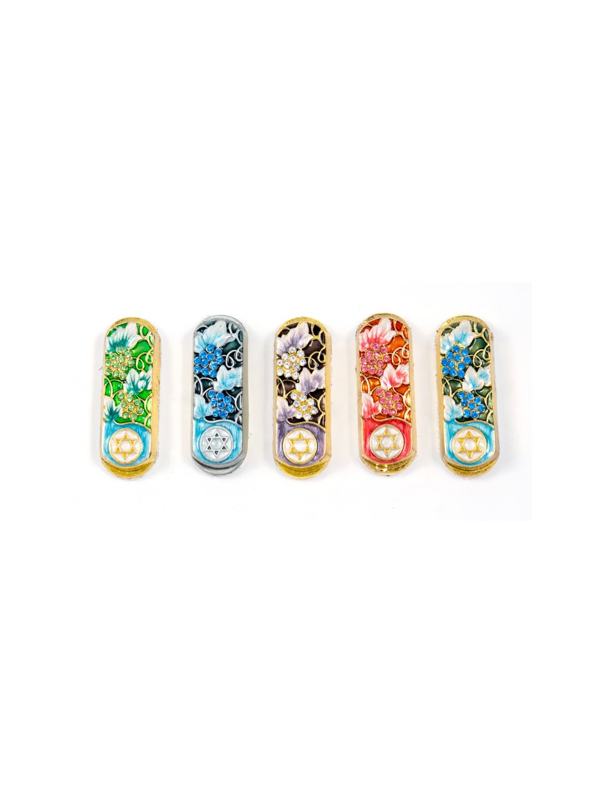 Set of Five Car Mezuzahs in Gift Box Grapevine and St... | Car Mezuzah