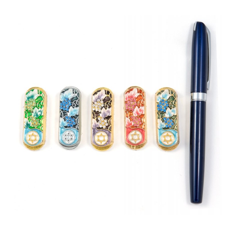 Set of Five Car Mezuzahs in Gift Box Grapevine and St... | Car Mezuzah