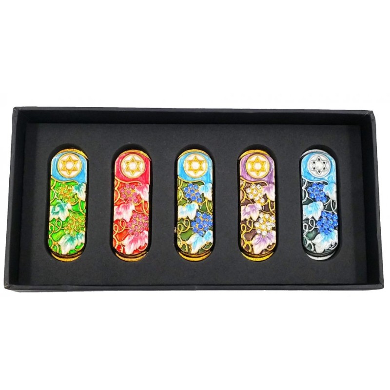 Set of Five Car Mezuzahs in Gift Box Grapevine and St... | Car Mezuzah